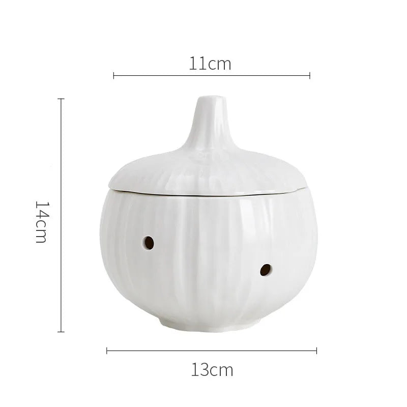 Afralia™ Ceramic Onion Shape Storage Jar with Lid for Cosmetics, Jewelry, and Candy