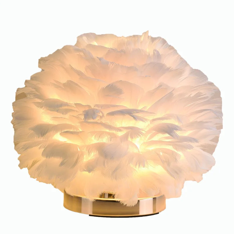 Afralia™ Feather Table Lamp: Modern Nordic Bedroom Lighting for a Romantic Atmosphere