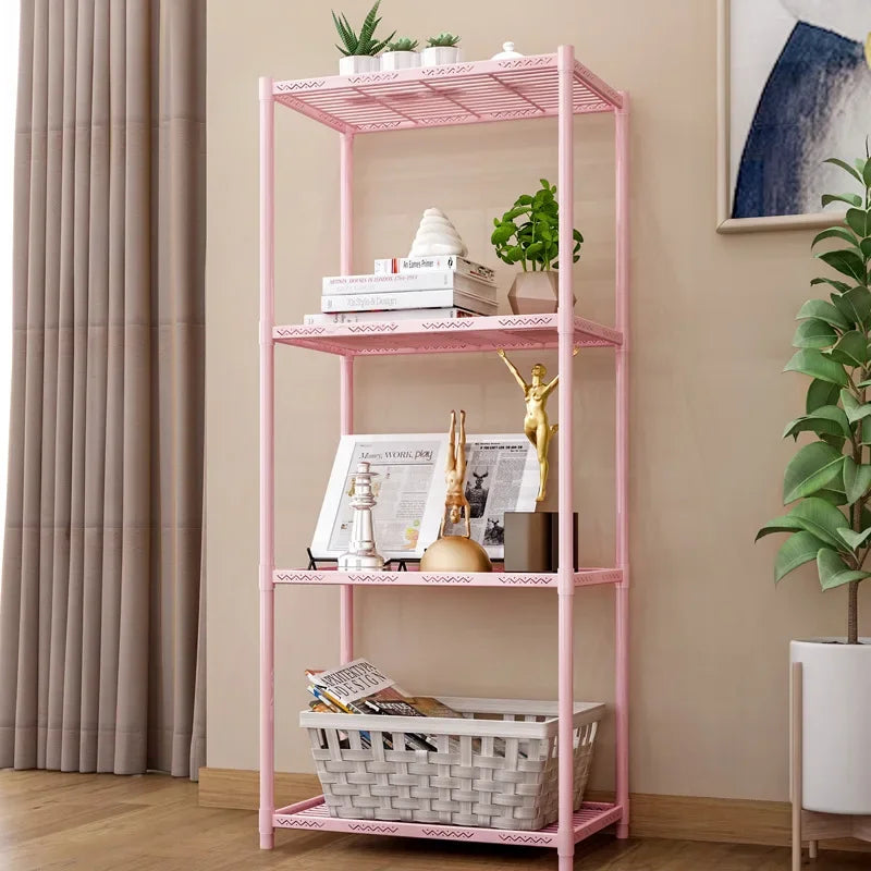 Afralia™ Metal 4-Layer Storage Shelf for Living Room, Bathroom, and Kitchen