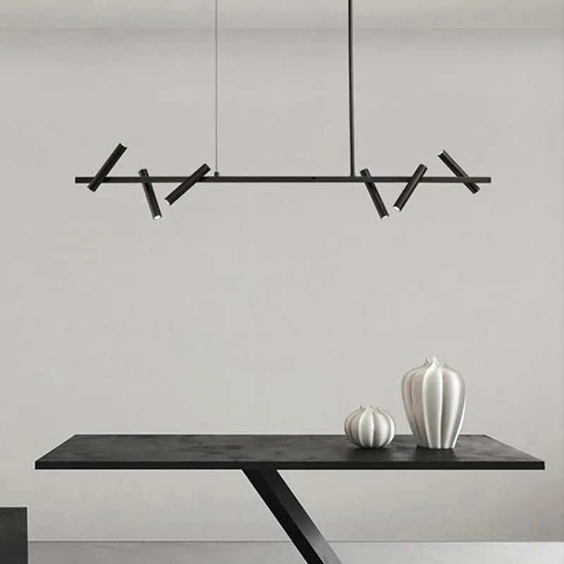Afralia™ Black LED Spot Chandelier: Modern Minimalist Rotatable Hanging Lamp for Home Decor