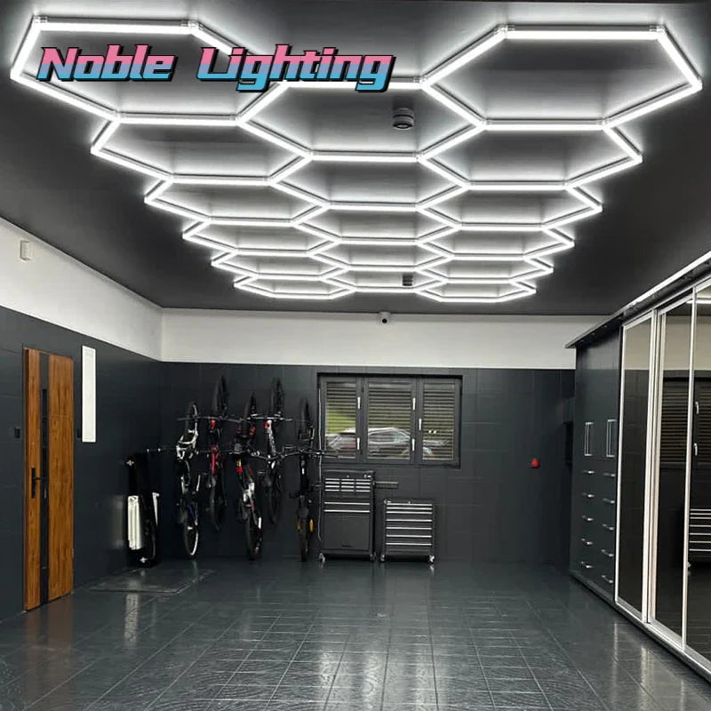 Afralia™ Honeycomb Hexagon Led Tube Ceiling Light for Auto Repair Workshop
