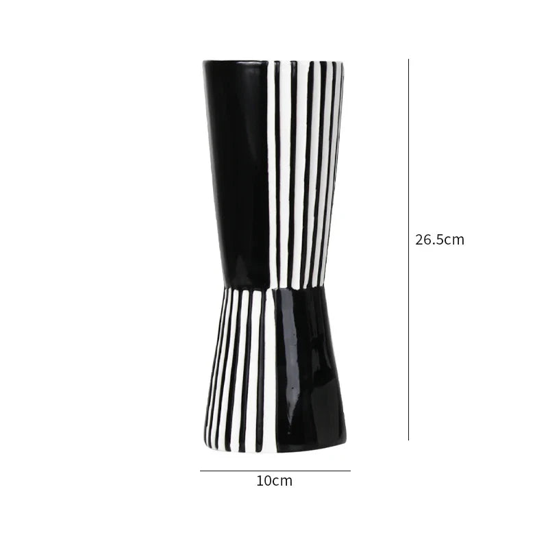 Afralia™ Striped Ceramic Vase - Geometric Pattern Room Decor