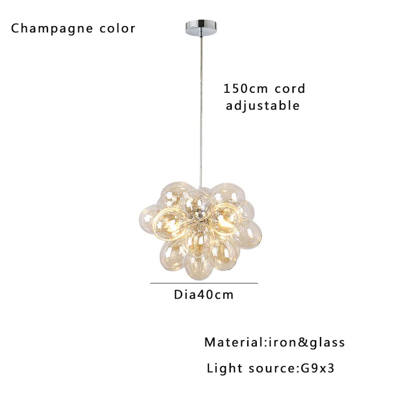 Afralia™ Smoky Gray Grape Glass Chandelier - Modern Dining Room Decor