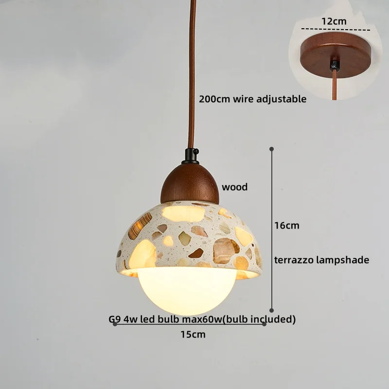 Afralia™ LED Terrazzo Pendant Lights for Corridor, Bedroom, Living Room - Japanese Style Lighting