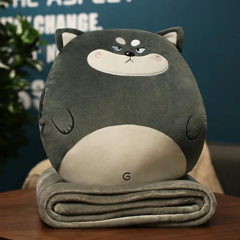 Afralia™ Cartoon Animal Throw Pillow Blanket: Two-in-one Multi-functional Home Office Summer Blanket