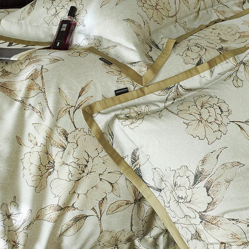 Afralia™ Vintage Print Lyocell Cotton Bedding Set - Queen/King 4Pcs