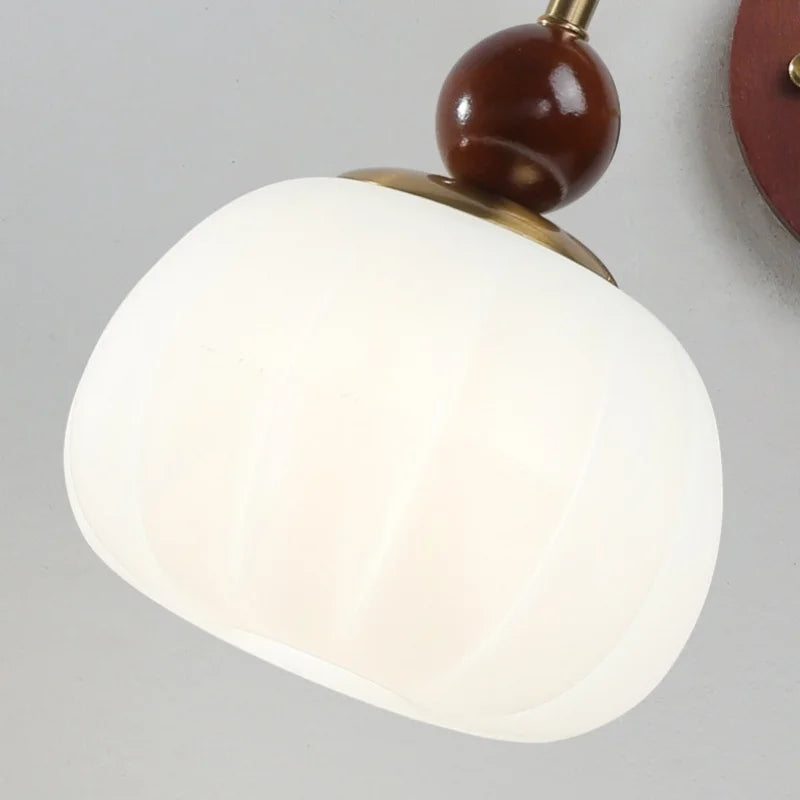Afralia™ White Pumpkin LED Wall Light Fixture Swing Arm Nordic Modern Wandlamp