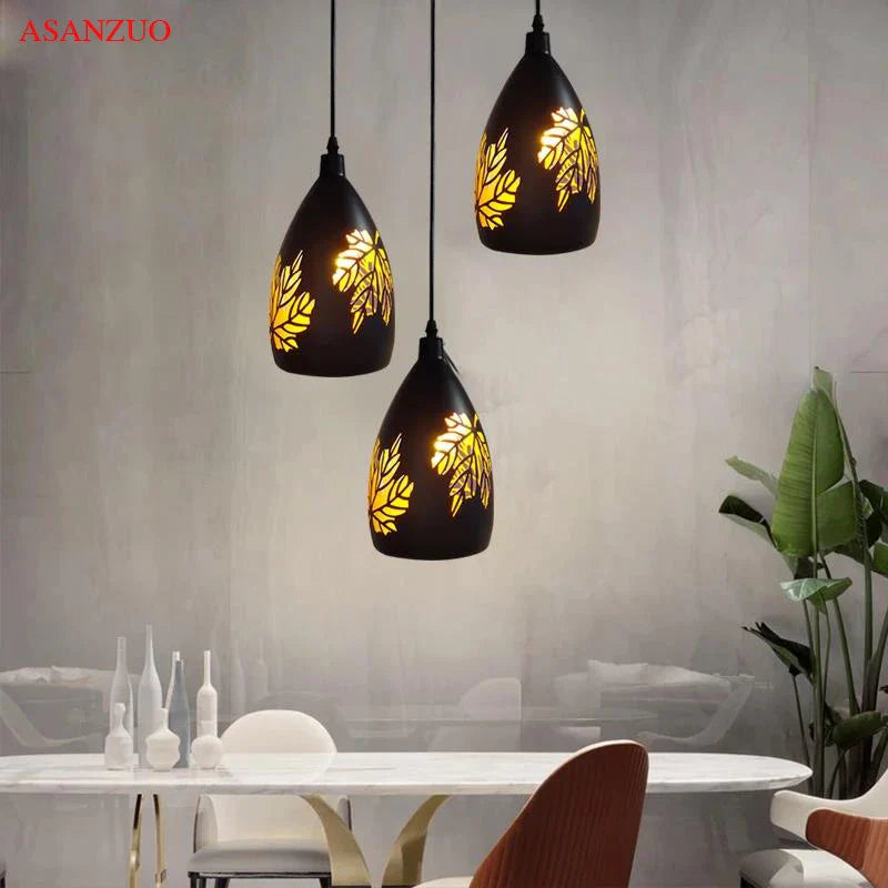 Afralia™ Hollow Maple Leaf Pendant Light Fixture for Bar and Kitchen Island