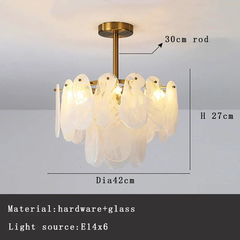 Afralia™ Golden French Modern Glass Chandelier Light, LED Indoor Decorative Lighting Fixture