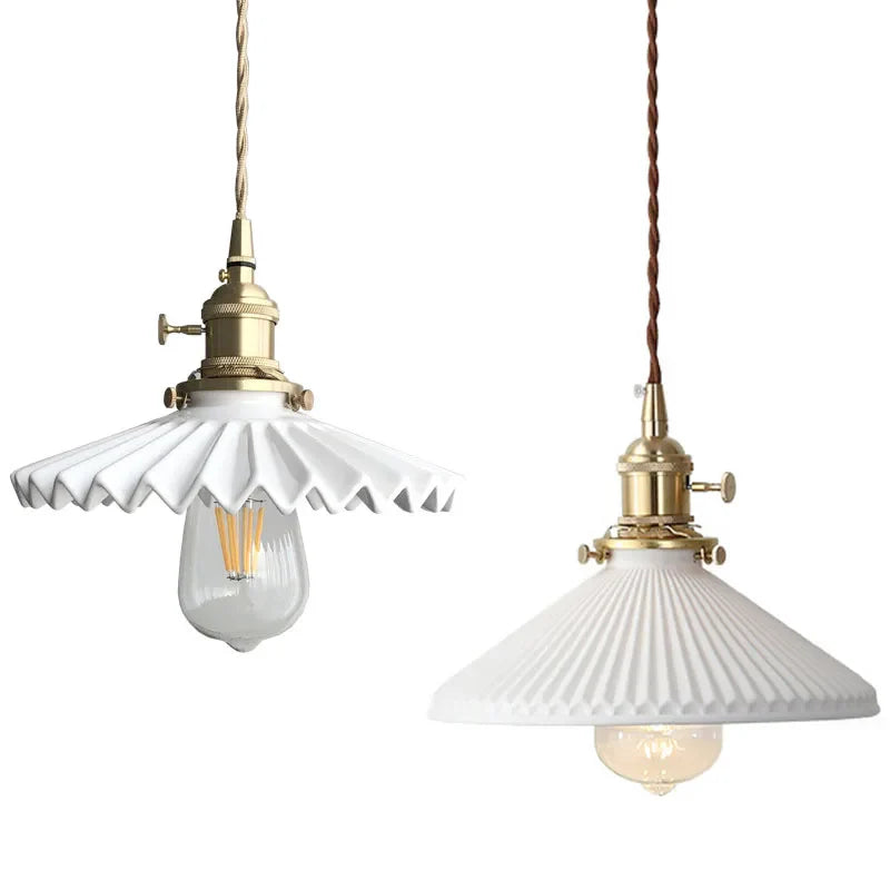 Afralia™ Japanese Ceramic Brass Bedside Chandelier for Bedroom Bay Window Bar Lighting