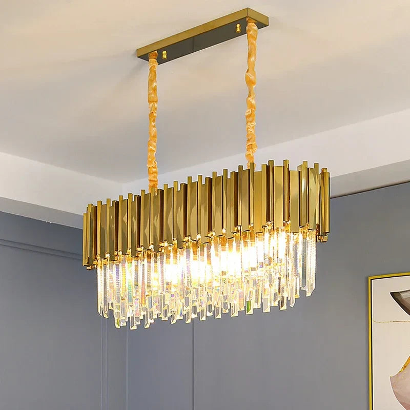 Afralia™ Crystal Oval Ceiling Chandelier LED Lights Bedroom Living Room Lighting