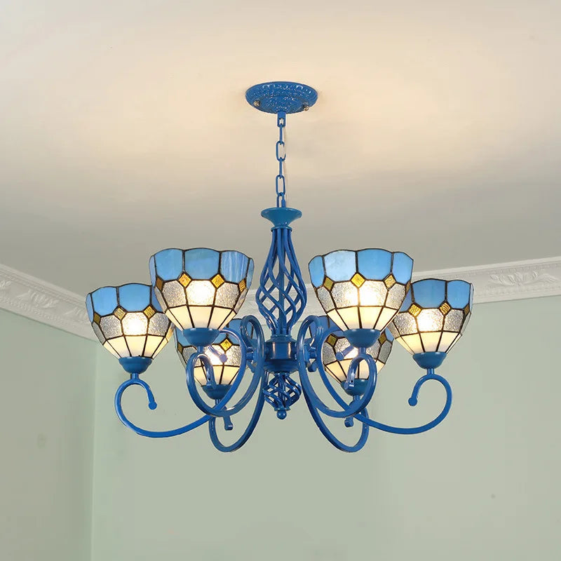 Afralia™ Retro Tiffany Lampshade LED Chandelier for Home Lighting