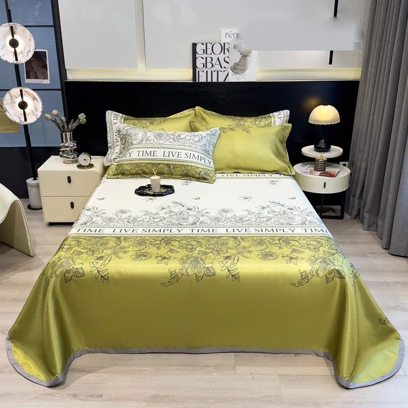 Afralia™ Multicolour Floral Patchwork Satin Bed Cover Set for Smooth Summer Comfort