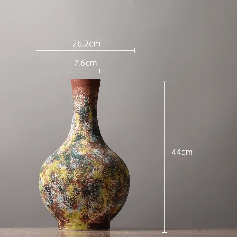Afralia™ Retro Colorful Graffiti Ceramic Vase - Home Decor Handicrafts Bouquet Holder