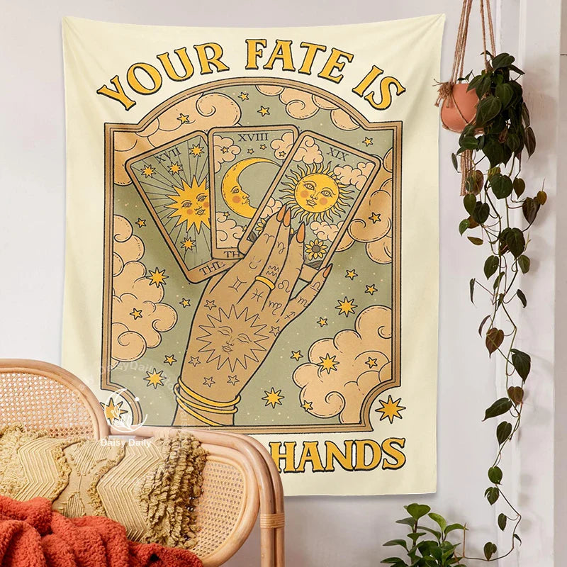 Afralia™ Cat Tarot Tapestry: Fate & Moon Sun Aesthetic Decor for Bedroom