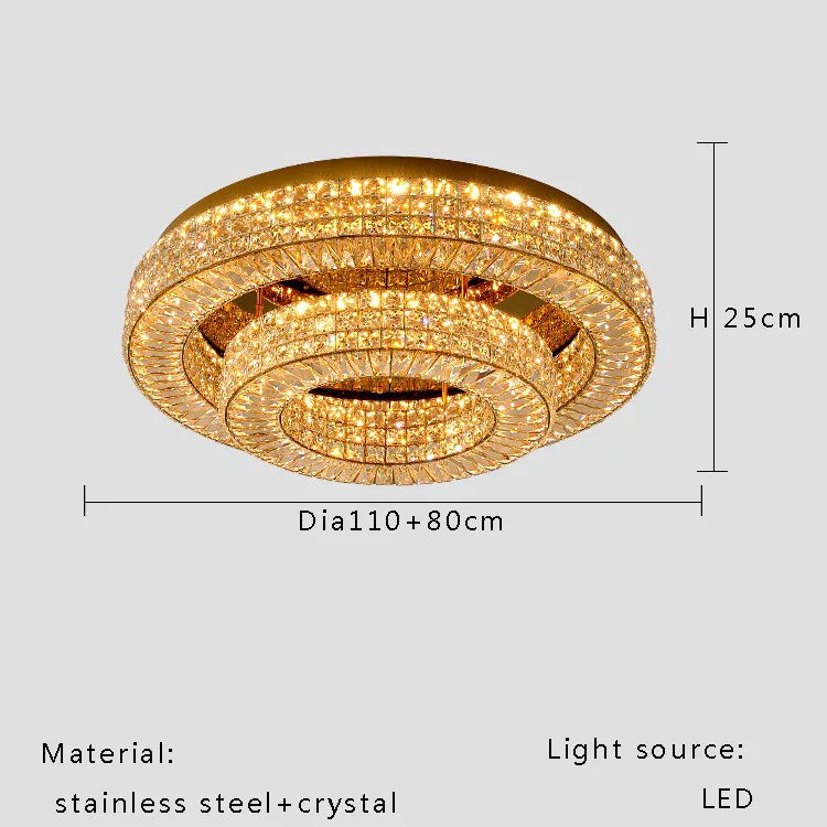 Afralia™ Crystal Two Tier Ceiling Chandelier LED Lighting for Bedroom & Living Room