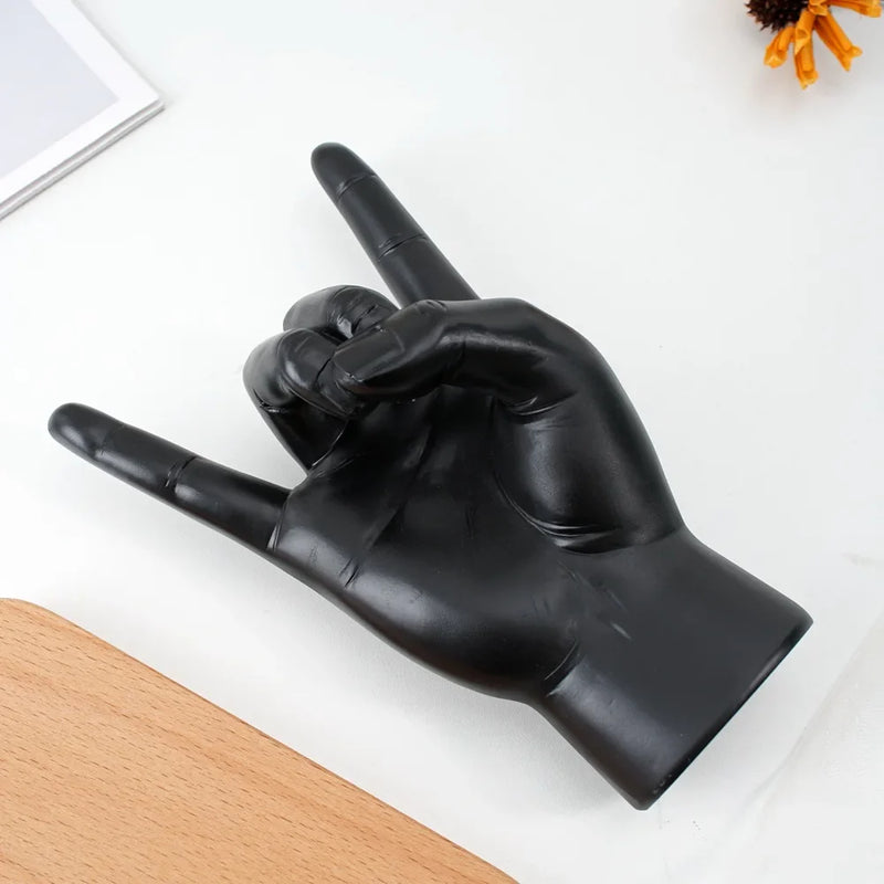 Afralia™ Gold Rock Hand Gesture Sculpture Figurine for Chic Home Decor