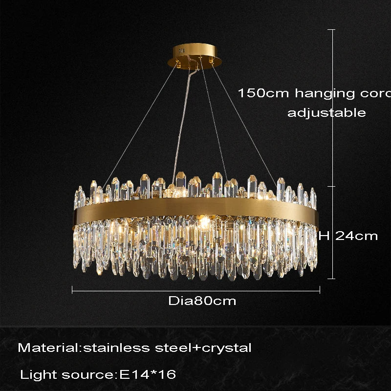 Afralia™ Crystal Chandelier LED Dining Room Light Gold Lustres