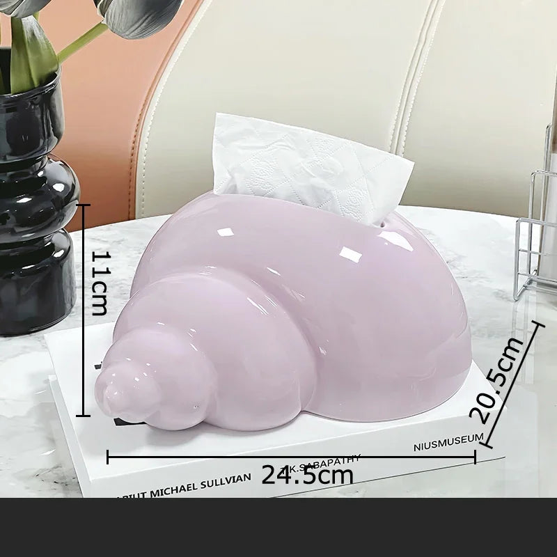 Afralia™ Conch Ceramic Tissue Box - Chic Desk Decoration and Coffee Table Accessory