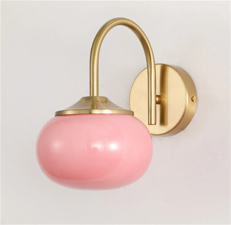 Afralia™ Glass Ball Wall Lamp: Modern Pink & White Stylish Lighting Fixture for Living Room