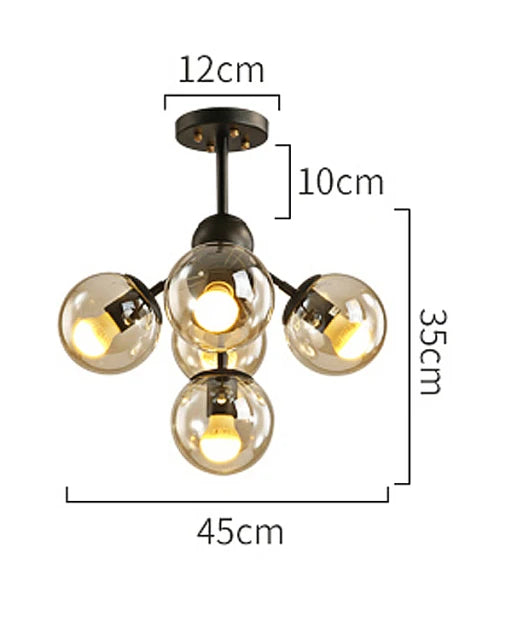 Afralia™ Magic Bean Glass Ball Chandelier - Vintage Industrial Loft Hanging Light