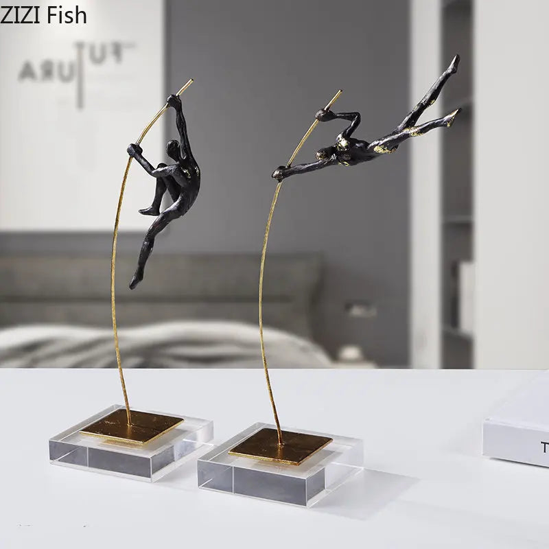 Afralia™ Gymnastic Acrobat Resin Sculpture Ornaments for Living Room Decor
