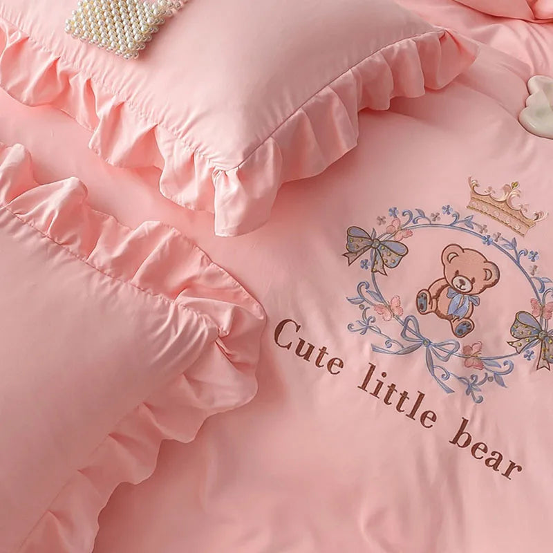 Afralia™ French Embroidered Cotton Bed Skirt Set with Ruffled Edges