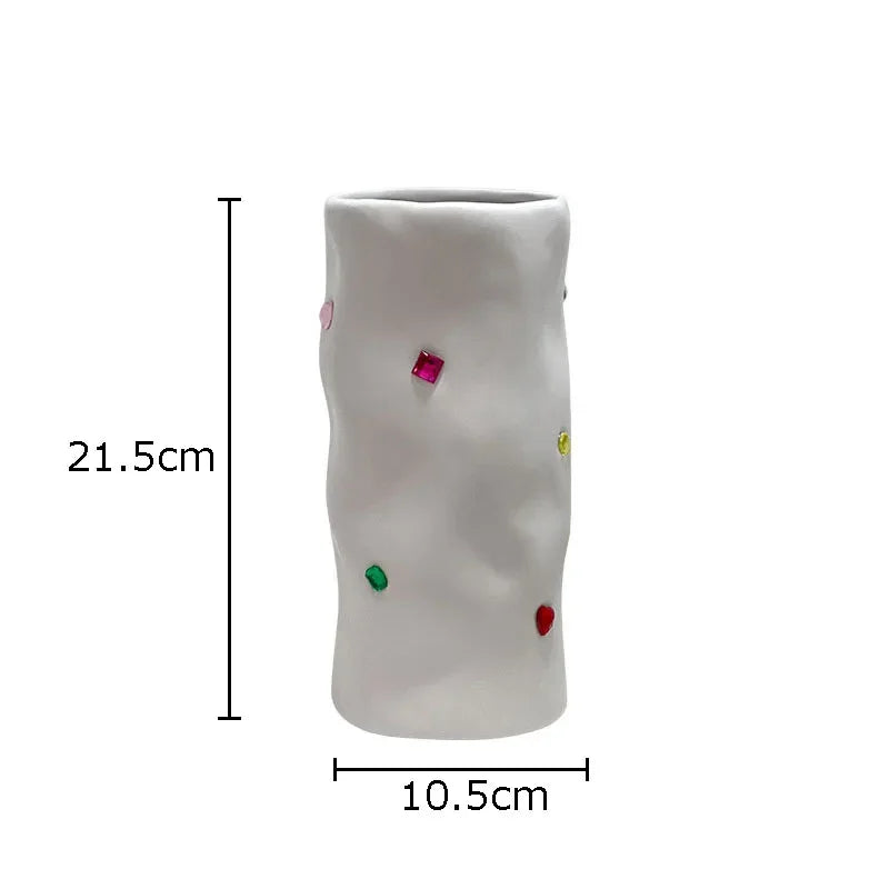 Afralia™ Gemstone Ceramic Vase: Desk Decor, Floral Arrangement, Room Aesthetic