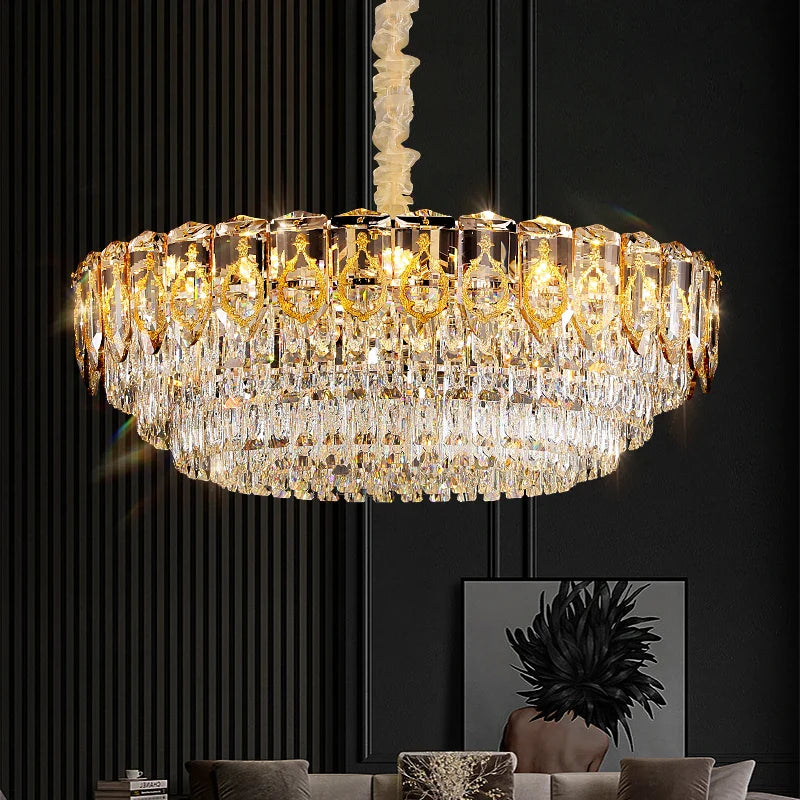 Afralia™ Crystal Chandelier: Modern Luxury Round Italian Restaurant Light