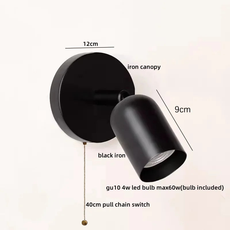 Afralia™ LED Wall Sconce Pull Chain Switch Cream Style Stair Light Fixture