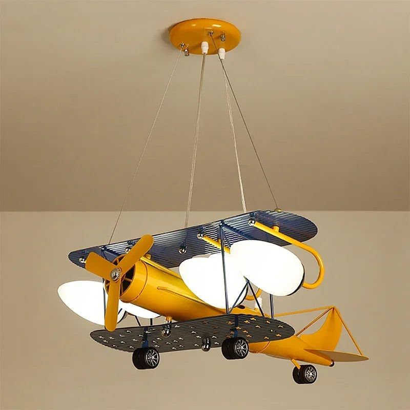 Afralia™ Airplane Chandelier LED Lights for Boy's Room