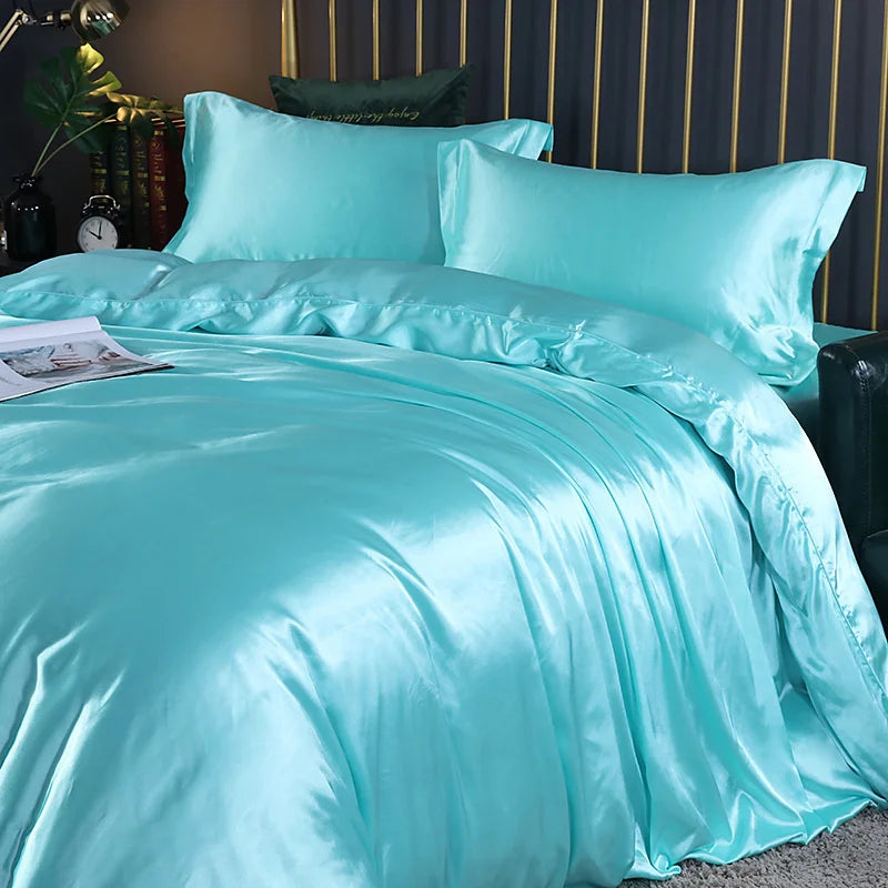 Afralia™ King Size Silk-Blend Duvet Cover Set with Pillowcases