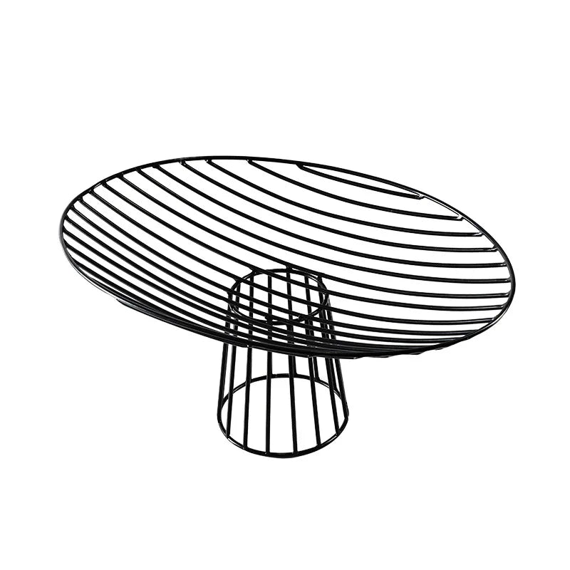 Geometric Line Metal Fruit Tray Afralia™ Hollow High-legged Storage Bowl Home Decor Tray