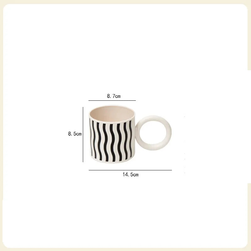 Afralia™ Modern Print Porcelain Mug with 300ml Capacity and Ring Handle