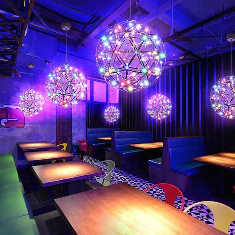 Afralia™ Modern Spark Ball Chandelier for Restaurant Living Room: Creative Round Pendant Lamp