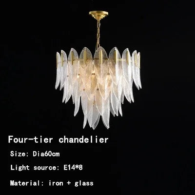 Afralia™ Leaf Glass Chandelier - Nordic Style Light Luxury Pendant Lamp