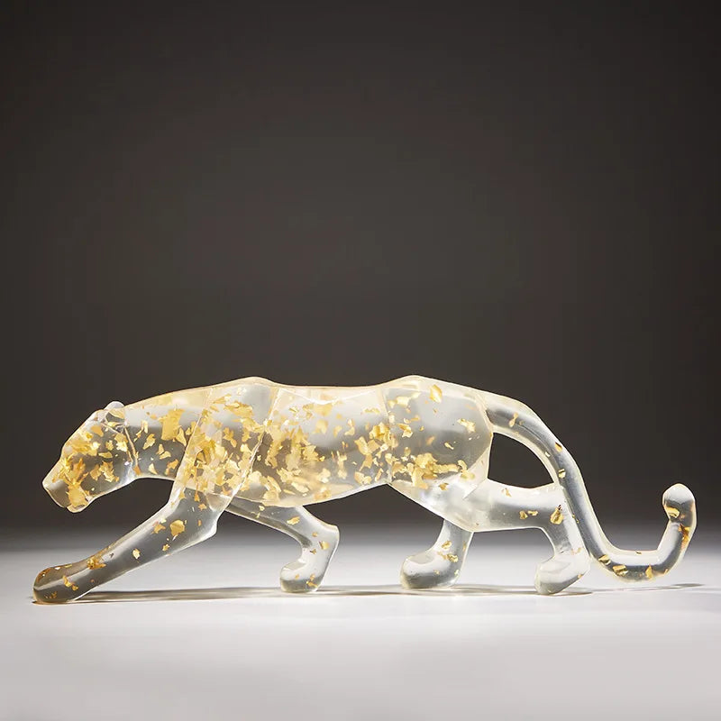 Afralia™ Leopard Cheetah Resin Animal Sculptures for Home Decor