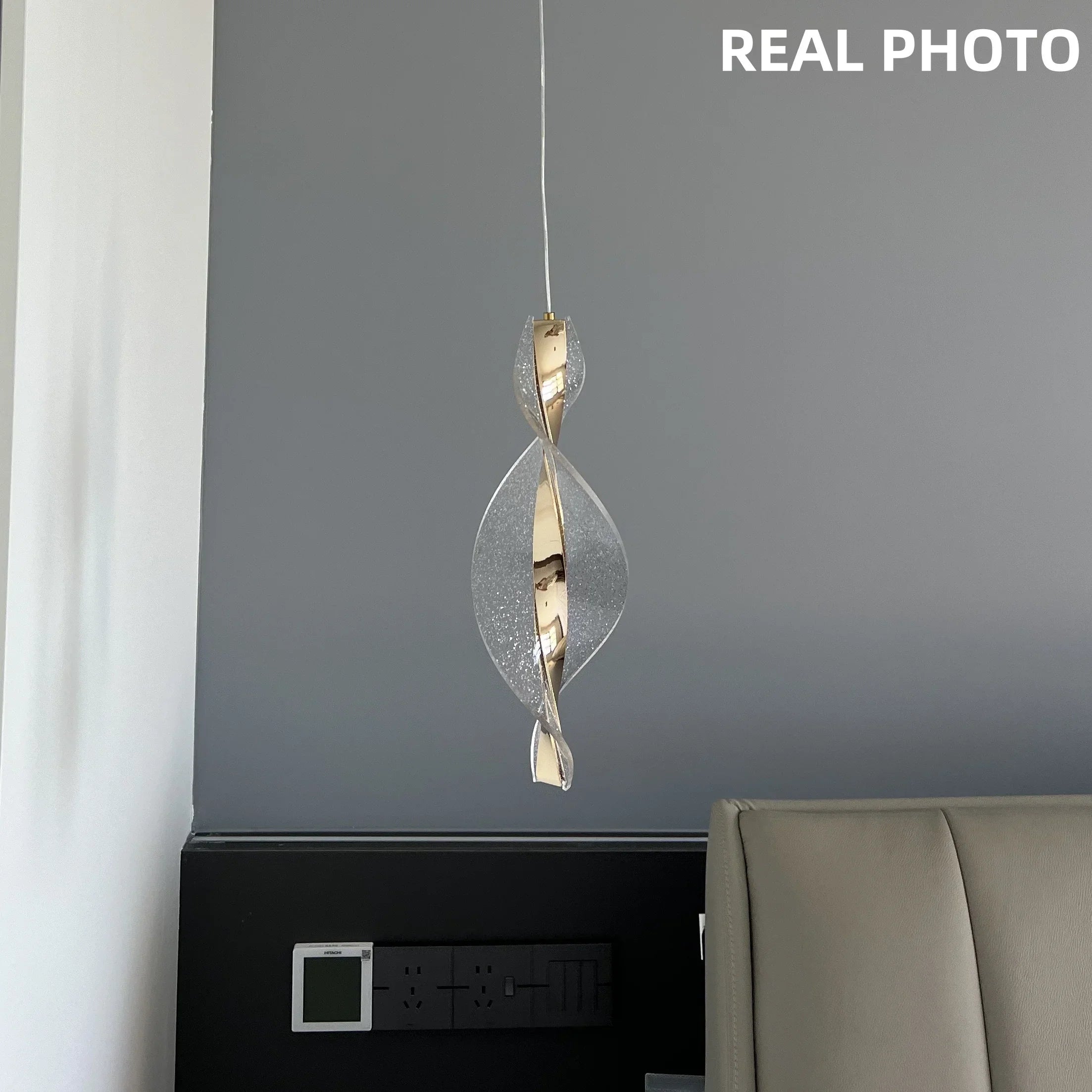 Afralia™ Spiral Gold LED Chandelier Acrylic Pendant Lights for Modern Bedside Stairs