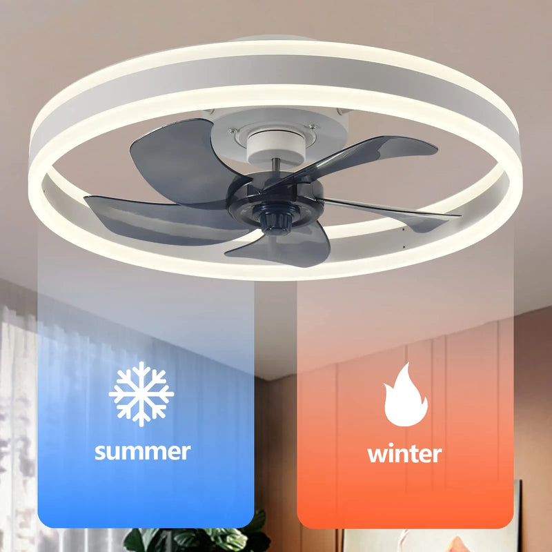 Afralia™ LED Silent Ceiling Fan Light Control Modern Bedroom Living Room Indoor Decor