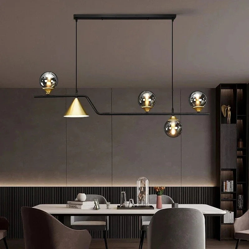 Afralia™ Glass Pendant Chandelier Nordic Ceiling Hanging Lamp - Kitchen Island Suspension Light