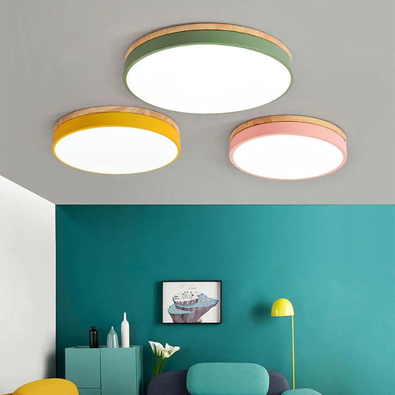 Afralia™ Macaron Nordic Wood LED Ceiling Light for Home Décor Lighting Fixtures