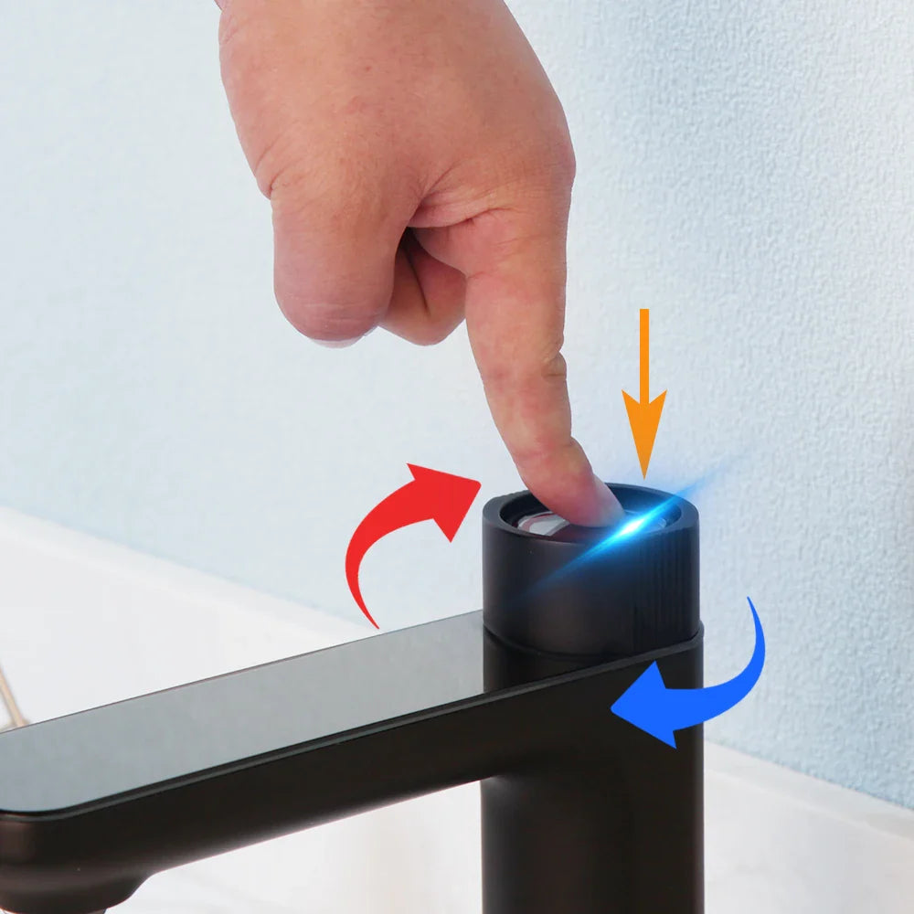 Afralia™ High-Tech Black Chrome LED Basin Faucet Mixer with Digital Display