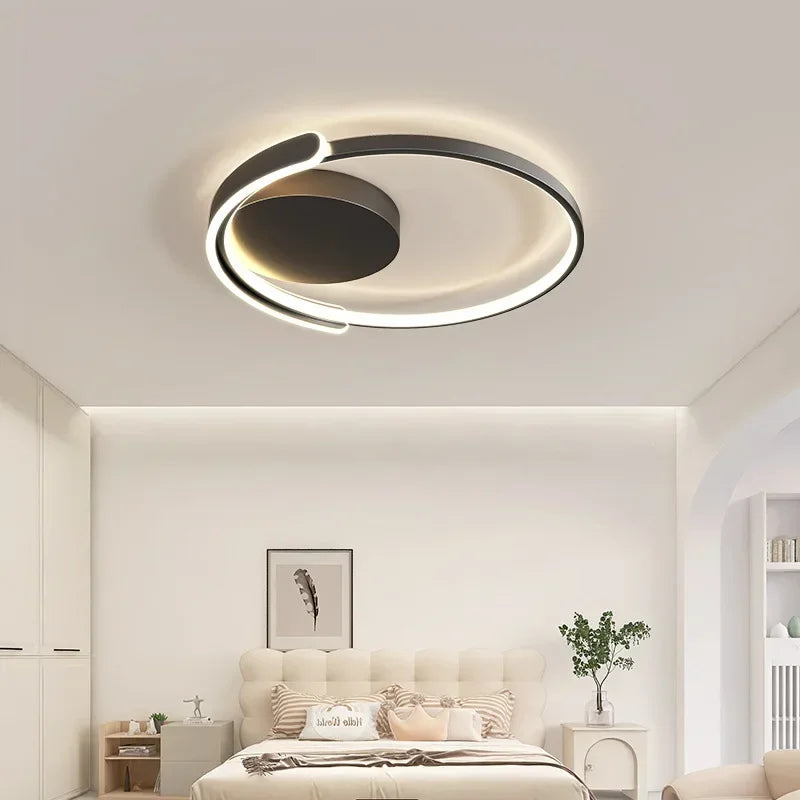 Afralia™ Circle LED Ceiling Lamp | Minimalist Round Iron Dimmable Bedroom Light Fixtures