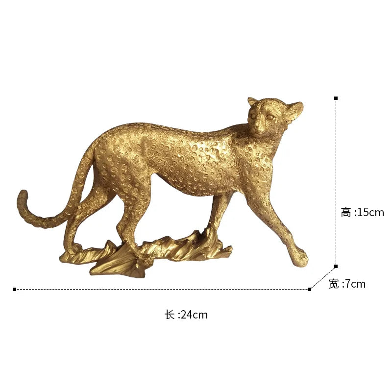 Afralia™ Leopard Print Cheetah Resin Crafts: Realistic Home Office Decor