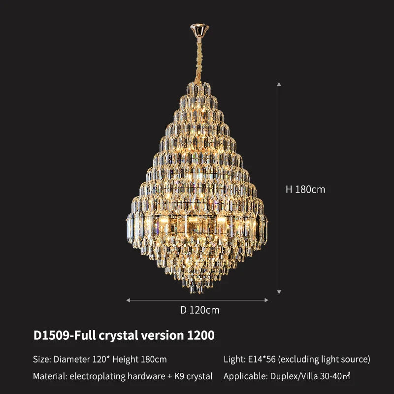 Afralia™ Crystal Pendant Light for Grand Chandelier Villa Hall & Hotel Lobby
