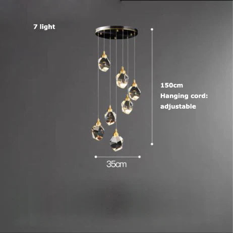 Afralia™ Crystal Copper Black LED Chandelier for Dinning Room