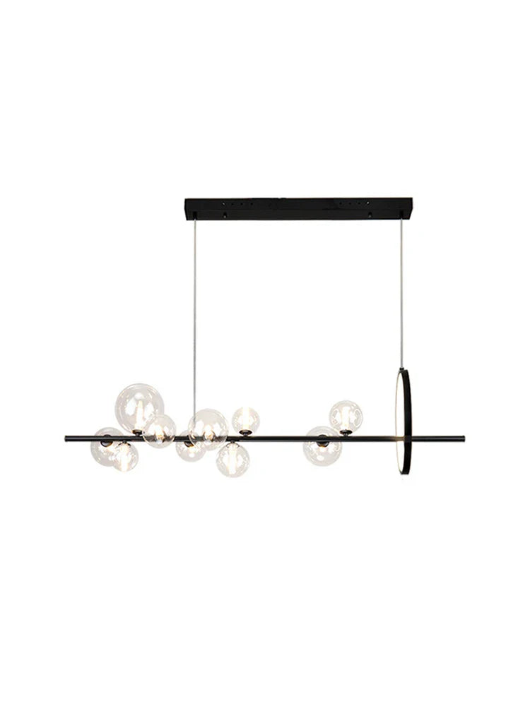 Afralia™ Black Postmodern Bubble Glass Chandelier with Multi Clear Balls