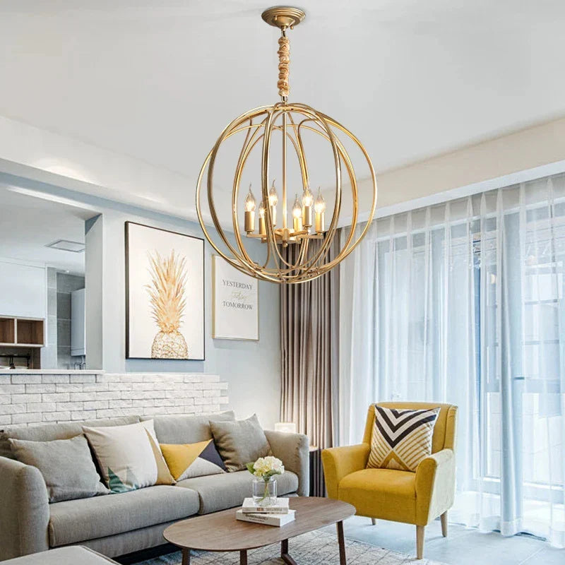 Afralia™ Gold Crystal Chandelier Ring Ball Ceiling Light