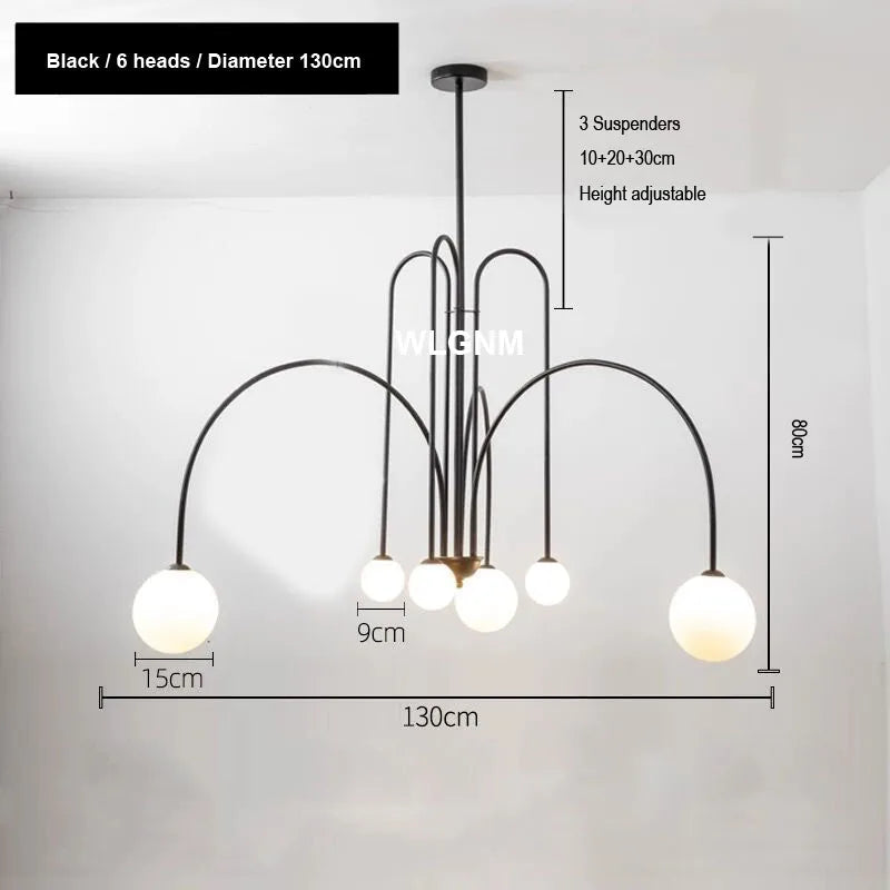 Afralia™ Glass Ball Chandelier: Modern Living Room Dining Kitchen Ceiling Light Fixtures