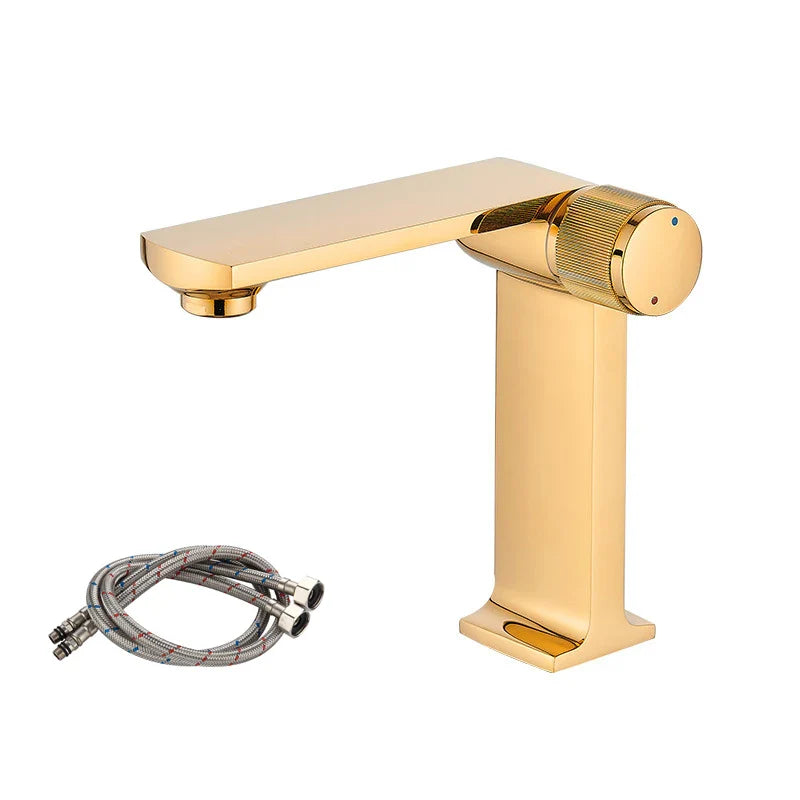 Afralia™ Black Gold Basin Faucet Deck Mounted Mixer Tap for Modern Bathroom Sink